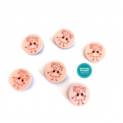 Bottoni Bambina Rosa da15 mm